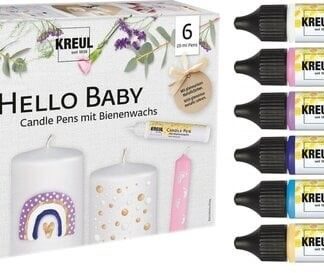 Комплект за рисуване върху свещи HELLO BABY (6 цвята)