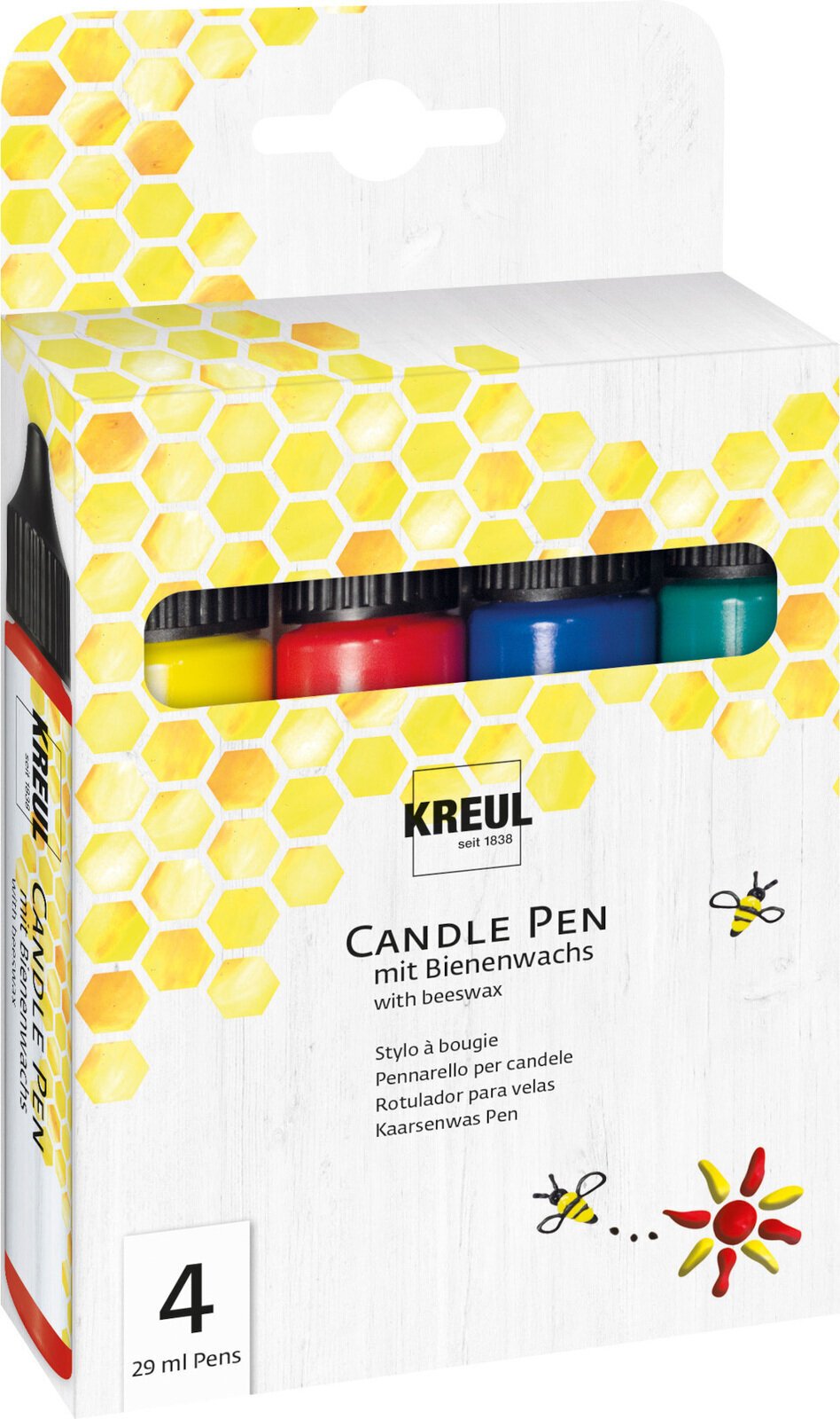 Сет от 4 бр бои за рисуване върху свещи kreul candle pen set