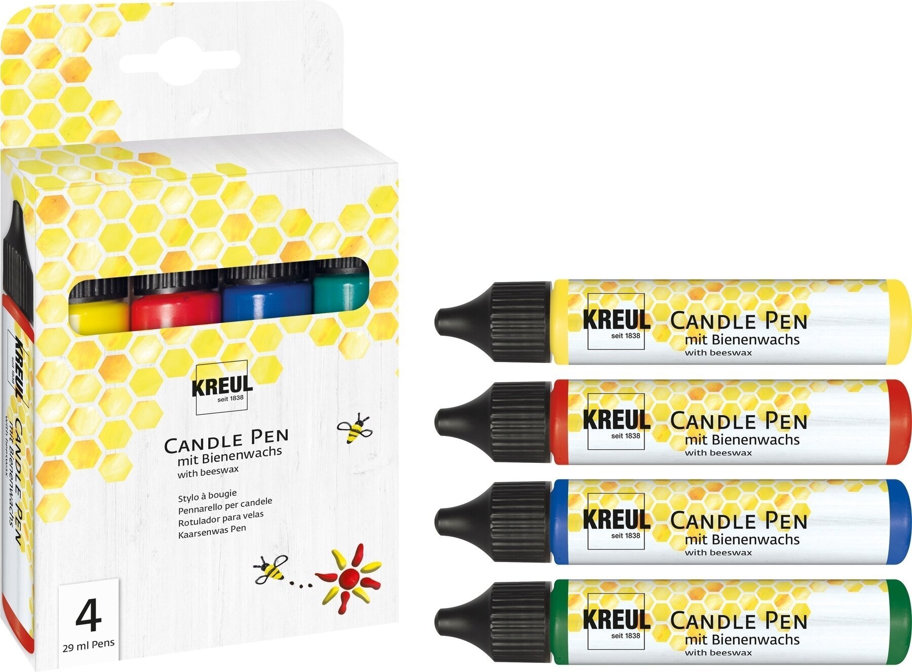 Сет от 4 бр бои за рисуване върху свещи kreul candle pen set
