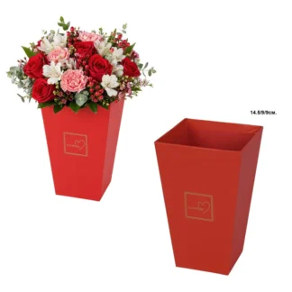 Картонена кашпа FLOWERS червена