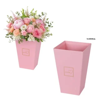 Картонена кашпа FLOWERS розова