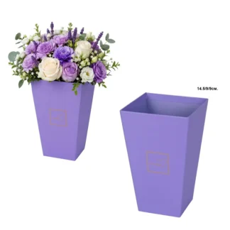 Картонена кашпа FLOWERS лилава