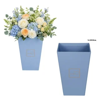 Картонена кашпа FLOWERS синя